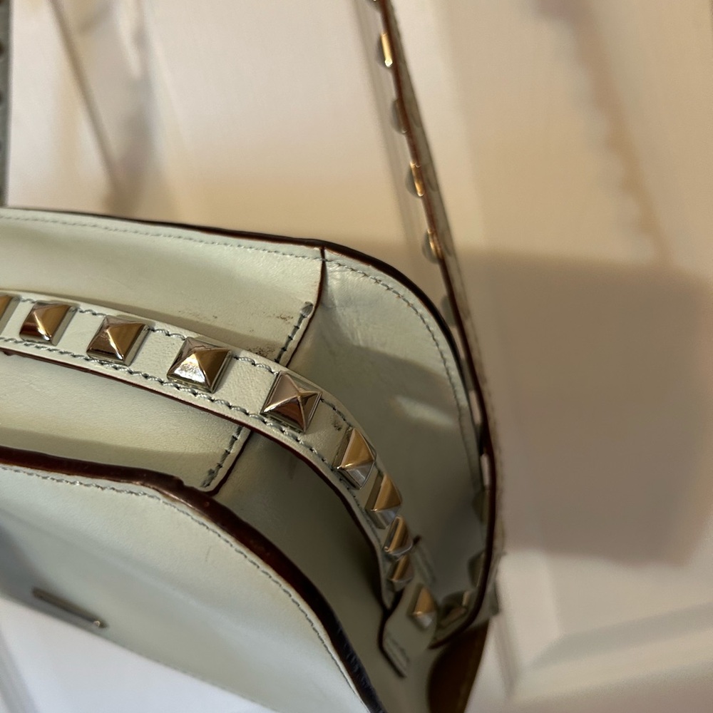 Rebecca Minkoff Pale Mint Leather Crossbody Bag with Studded Strap Top Handle - Picture 10 of 13